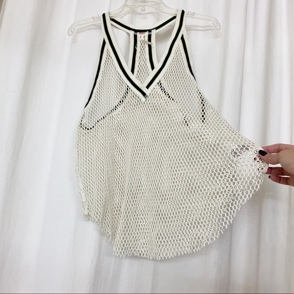 FREE PEOPLE Mesh Cream Racerback Top - Picture 3 of 12